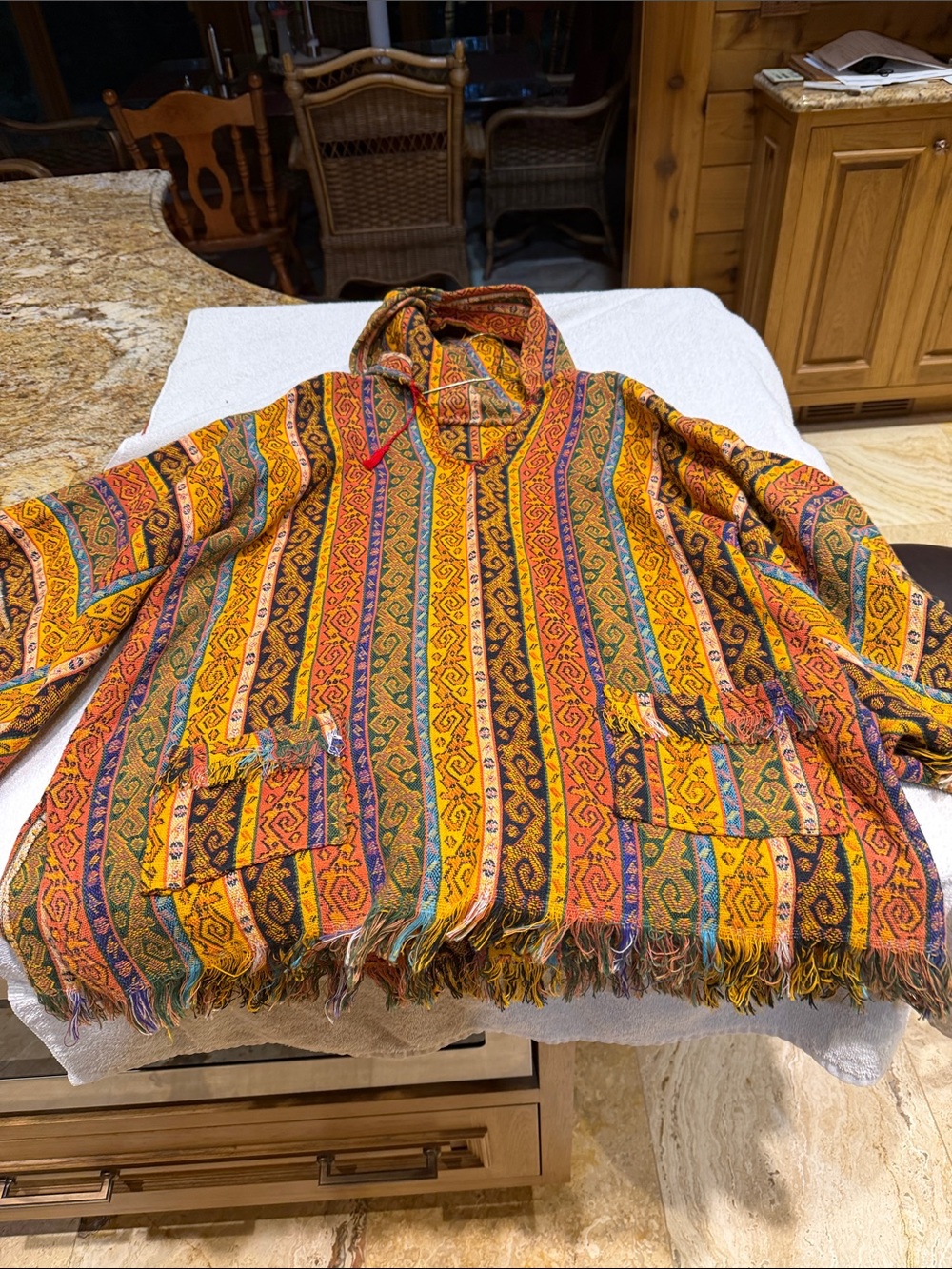 Boho Multicolor Woven Hooded Jacket